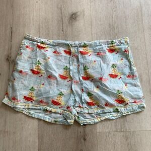 Mahogany Womens Blue Tropical Fruit Cocktail Pajama Shorts Size L Watermelon